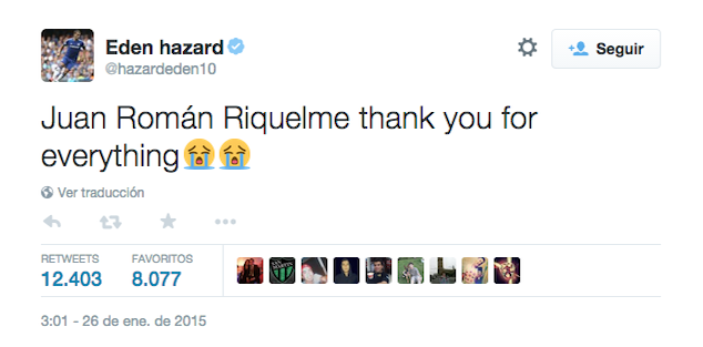 Eden Hazard waves Riquelme goodbye